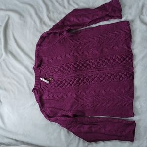 Leo & Nicole L Purple Zip Front Cardigan Sweater